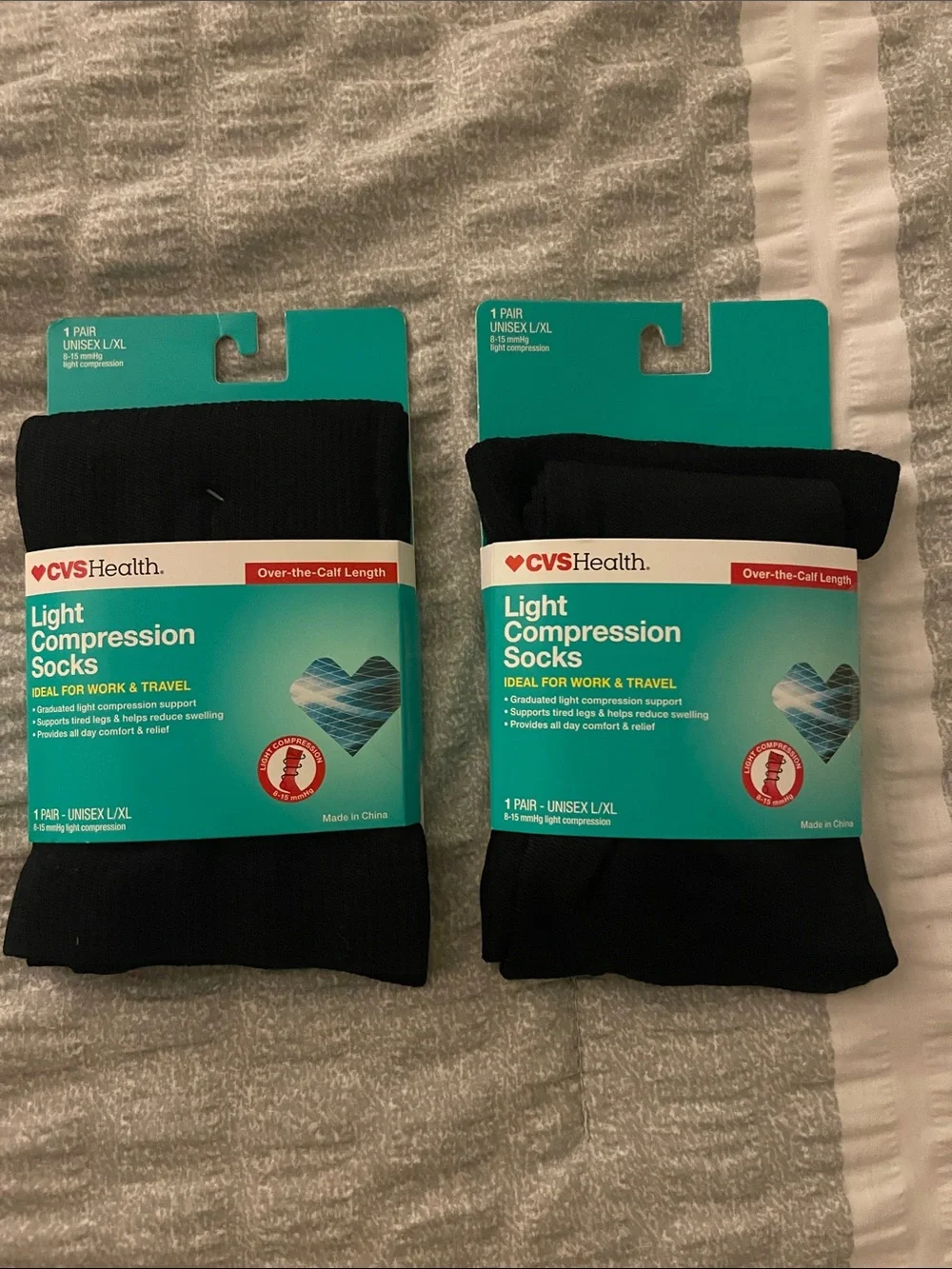 Unisex Light Compression Over-the-Calf Socks - Black (Unisex L/XL)